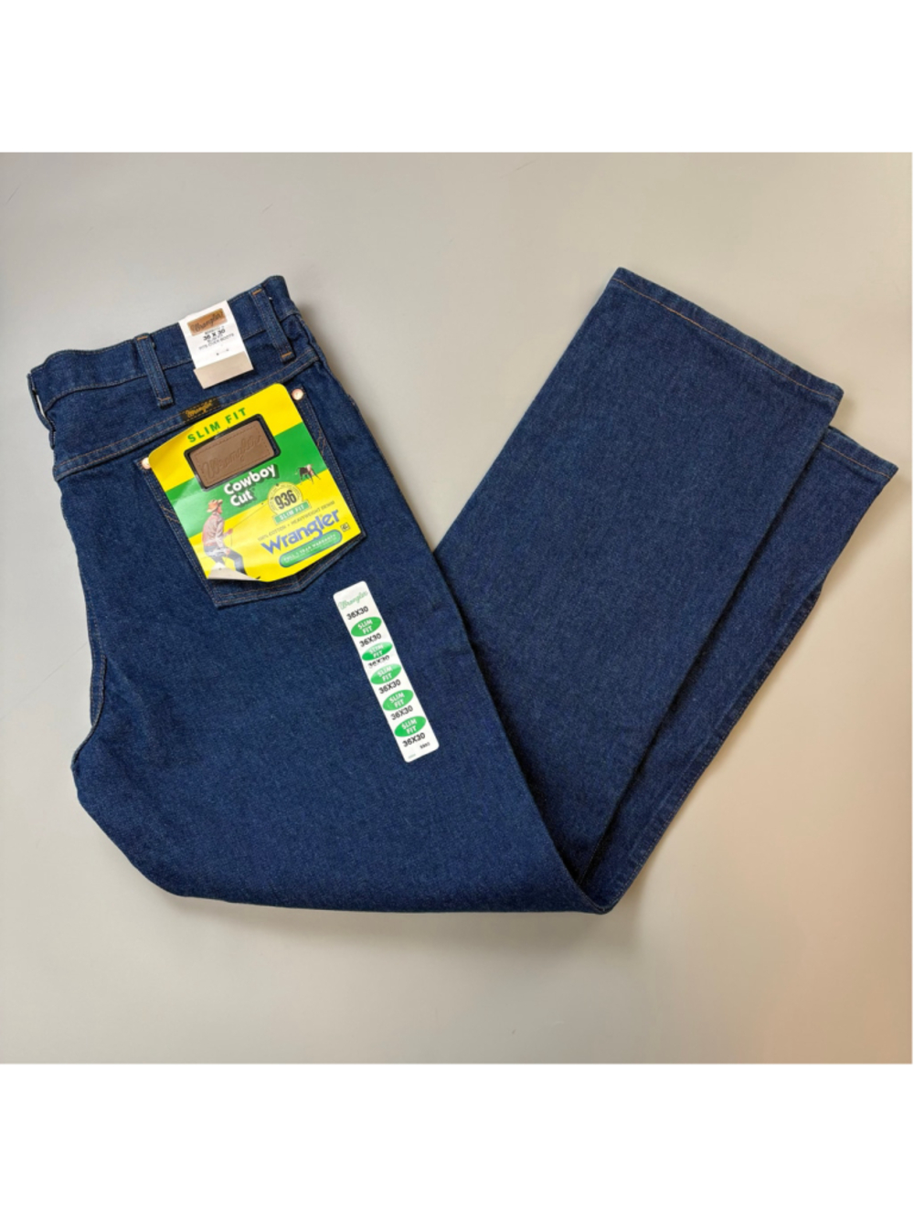 Wrangler Jeans Cowboy Cut Slim Fit Blue 36 x 30 Workwear Western Heavyweight New